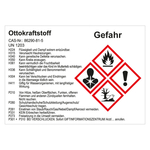 GHS Gefahrstoffetikett Ottokraftstoff UN 1203 für interne Verwendung, Folie, 148 x 105 mm, Einzeletikett
