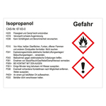 GHS Gefahrstoffetikett Isopropanol, für interne Verwendung, Folie mit Schutzfolie, 74 x 52 mm, Einzeletikett