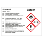 GHS Gefahrstoffetikett Propanol, für interne Verwendung, in verschiedenen Ausführungen