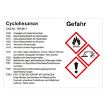 GHS Gefahrstoffetikett Cyclohexanon, für interne Verwendung, in verschiedenen Ausführungen