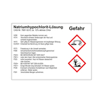 GHS Gefahrstoffetikett Natriumhypochlorit-Lösung, für interne Verwendung
