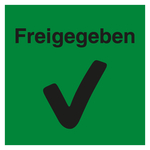 Qualitätsaufkleber Freigegeben mit Piktogramm, Grün, 40 x 40 mm, Quadratisch