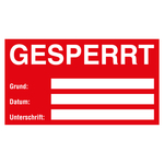 Qualitätsaufkleber Gesperrt, Rot, 90 x 50 mm, Rechteckig