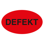 Qualit&auml;tsaufkleber Defekt, Rot, Folie, 90 x 50 mm, Oval, 500 St&uuml;ck/Rolle