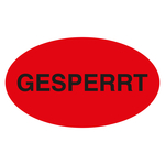 Qualitätsaufkleber Gesperrt, Rot, 90 x 50 mm, Oval