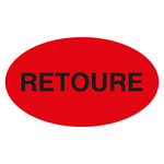 Qualitätsaufkleber Retoure, Rot, 90 x 50 mm, Oval