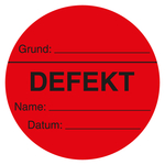 Qualitätsaufkleber Defekt, Rot, Ø 60 mm, Rund