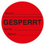 Qualitätsaufkleber Gesperrt, Rot, Ø 60 mm, Rund