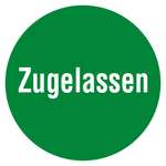 Qualitätsaufkleber Zugelassen, Grün, Ø 35 mm, Rund