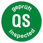 Qualitätsaufkleber QS geprüft inspected, Grün, Ø 35 mm, Rund