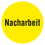 Qualitätsaufkleber Nacharbeit, Gelb, Ø 35 mm, Rund