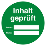 Qualitätsaufkleber Inhalt geprüft, Grün, Folie, Ø 35 mm, Rund, 100 Stück/Rolle