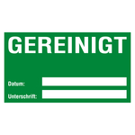 Qualit&auml;tsaufkleber Gereinigt, Gr&uuml;n, Folie abl&ouml;sbar, 90 x 50 mm, Rechteckig, 500 St&uuml;ck/Rolle