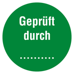 Qualitätsaufkleber Geprüft durch, Grün, Ø 35 mm, Rund