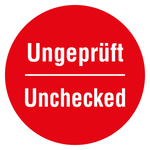 Qualitätsaufkleber Ungeprüft Unchecked, Rot, Haftpapier, Ø 35 mm, Rund, 500 Stück/Rolle