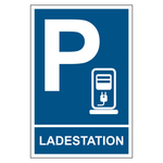 Hinweisschild "Elektrische Ladestation", Blau, Rechteckig
