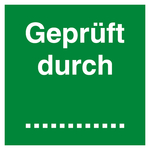 Qualitätsaufkleber Geprüft durch, Grün, 40 x 40 mm, Quadratisch