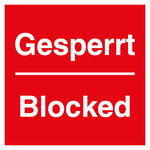 Qualit&auml;tsaufkleber Gesperrt Blocked, Rot, Folie, 40 x 40 mm, Quadratisch, 500 St&uuml;ck/Rolle