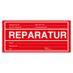 Qualitätsaufkleber Reparatur, Rot, 150 x 70 mm, Rechteckig