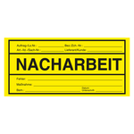 Qualitätsaufkleber Nacharbeit, Gelb, Folie ablösbar, 150 x 70 mm, Rechteckig, 500 Stück/Rolle