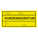 Qualit&auml;tsaufkleber Kundeneigentum, Gelb, Haftpapier, 150 x 70 mm, Rechteckig, 100 St&uuml;ck/Rolle