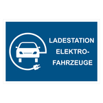 Hinweisschild "Elektro Tankstelle", Blau, Rechteckig