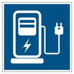 Hinweisschild "Elektrische Ladestation", Blau, Quadratisch