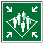 Rettungszeichen Sammelstelle auf einem Schiff DIN EN ISO 7010 E032 Folie 150 x 150 mm Einzeletikett