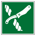 Rettungszeichen Messer für Rettungsfloßausrüstung DIN EN ISO 7010 E035 Folie 100 x 100 mm Einzeletikett