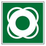Rettungszeichen Rettungsring DIN EN ISO 7010 E040 Folie 150 x 150 mm Einzeletikett