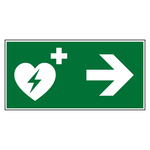 Rettungszeichen Automatisierter externer Defibrillator rechts Folie 300 x 150 mm Einzeletikett