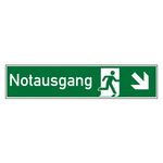 Rettungszeichen Notausgang rechts schräg unten