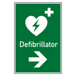 Rettungszeichen Defibrillator rechts Kombischild Folie 200 x 300 mm Einzeletikett