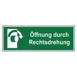 Rettungszeichen Öffnung durch Rechtsdrehung Folie 300 x 105 mm Einzeletikett
