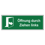 Rettungszeichen Öffnung durch Ziehen links Folie 300 x 105 mm Einzeletikett