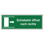 Rettungszeichen Schiebet&uuml;r &ouml;ffnet nach rechts Folie 300 x 105 mm Einzeletikett