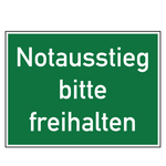 Rettungszeichen Notausstieg bitte freihalten Folie 200 x 150 mm Einzeletikett