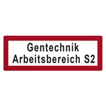 Feuerwehrzeichen Gentechnik Arbeitsbereich S2 DIN 4066 Folie 148 x 52 mm Einzeletikett