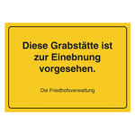 Grabstein Aufkleber "Grabstätte zur Einebnung vorgesehen" Folie gelb 148 x 105 mm 500 Stück/Rolle
