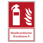 Brandschutzzeichen Feuerlöscher Metallbrandlöscher Brandklasse D Kombischild Folie 200 x 300 mm Einzeletikett