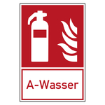 Brandschutzzeichen Feuerl&ouml;scher A-Wasser Kombischild Folie 200 x 300 mm Einzeletikett