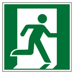 Bodenmarkierung Rettungszeichen Rettungsweg/Notausgang rechts Folie selbstklebend R9 400 x 400 mm Einzeletikett