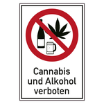 Verbotsschild Cannabis und Alkohol verboten Kombischild Folie 150 x 200 mm Einzeletikett