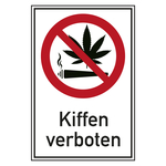 Verbotsschild Kiffen verboten Kombischild Folie 400 x 600 mm Einzeletikett