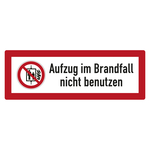Feuerwehrzeichen Aufzug im Brandfall nicht benutzen Folie 210 x 74 mm Einzeletikett