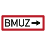 Feuerwehrzeichen BMUZ mit Pfeil rechts DIN 4066