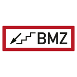Feuerwehrzeichen BMZ Treppe mit Pfeil links unten DIN 4066 Folie 297 x 105 mm Einzeletikett