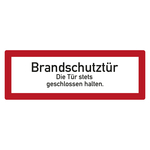 Feuerwehrzeichen Brandschutztür Die Tür stets geschlossen halten DIN 4066 Folie 148 x 52 mm Einzeletikett