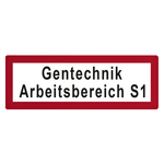 Feuerwehrzeichen Gentechnik Arbeitsbereich S1 DIN 4066 Kunststoff 297 x 105 mm Einzelschild