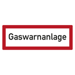 Feuerwehrzeichen Gaswarnanlage DIN 4066 Aluminium Verbundplatte 3 mm 297 x 105 mm Einzelschild